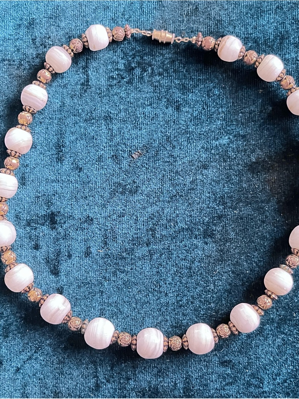 Vintage Banded Agate Beaded Necklace 16” Natural Stone Beads